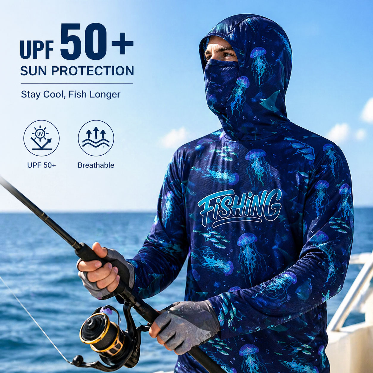 Fishing Hood Riding Tops Wear  - Running Gear Kit 评论和价格