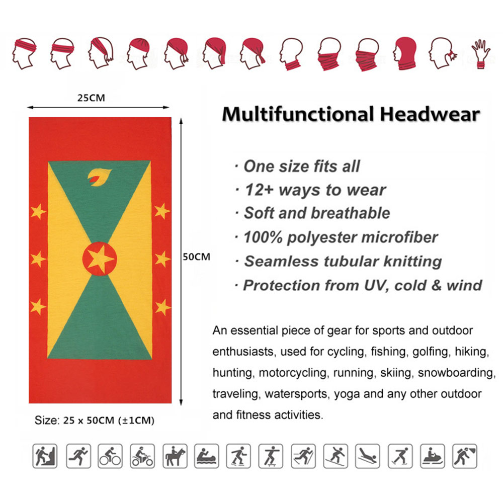 Grenada Flag Pattern Face Band - Running Gear Headband 评论和价格